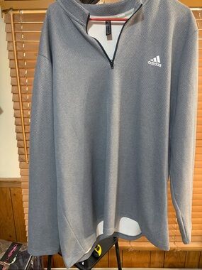 adidas Men's Heather Gray Quarter-Zip Pullover Sweater
